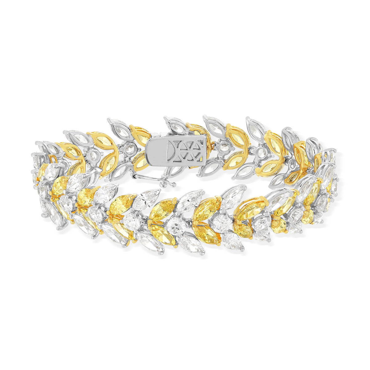 Bracelet argent 925, zirconias jaunes et blancs 18 cm - vue 2