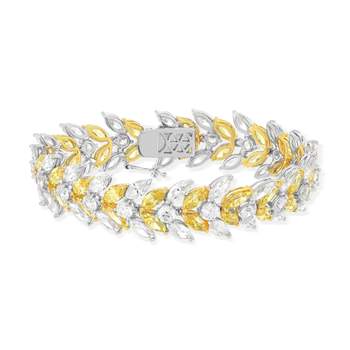 Armband van 925 zilver, met gele en witte zirkonia's, 18 cm
