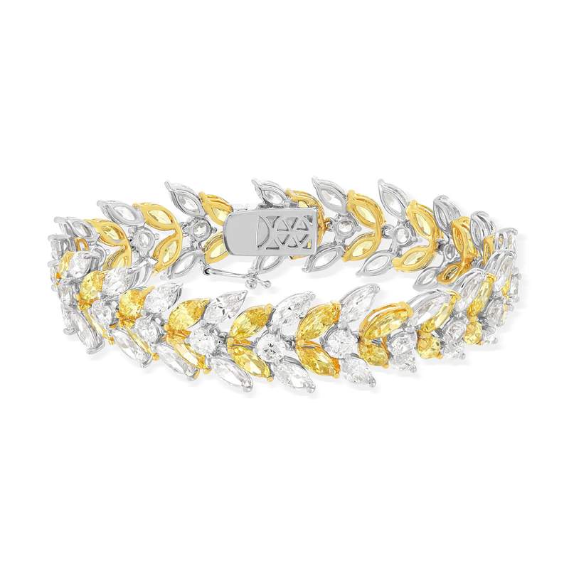 Bracelet argent 925, zirconias jaunes et blancs 18 cm - vue 2
