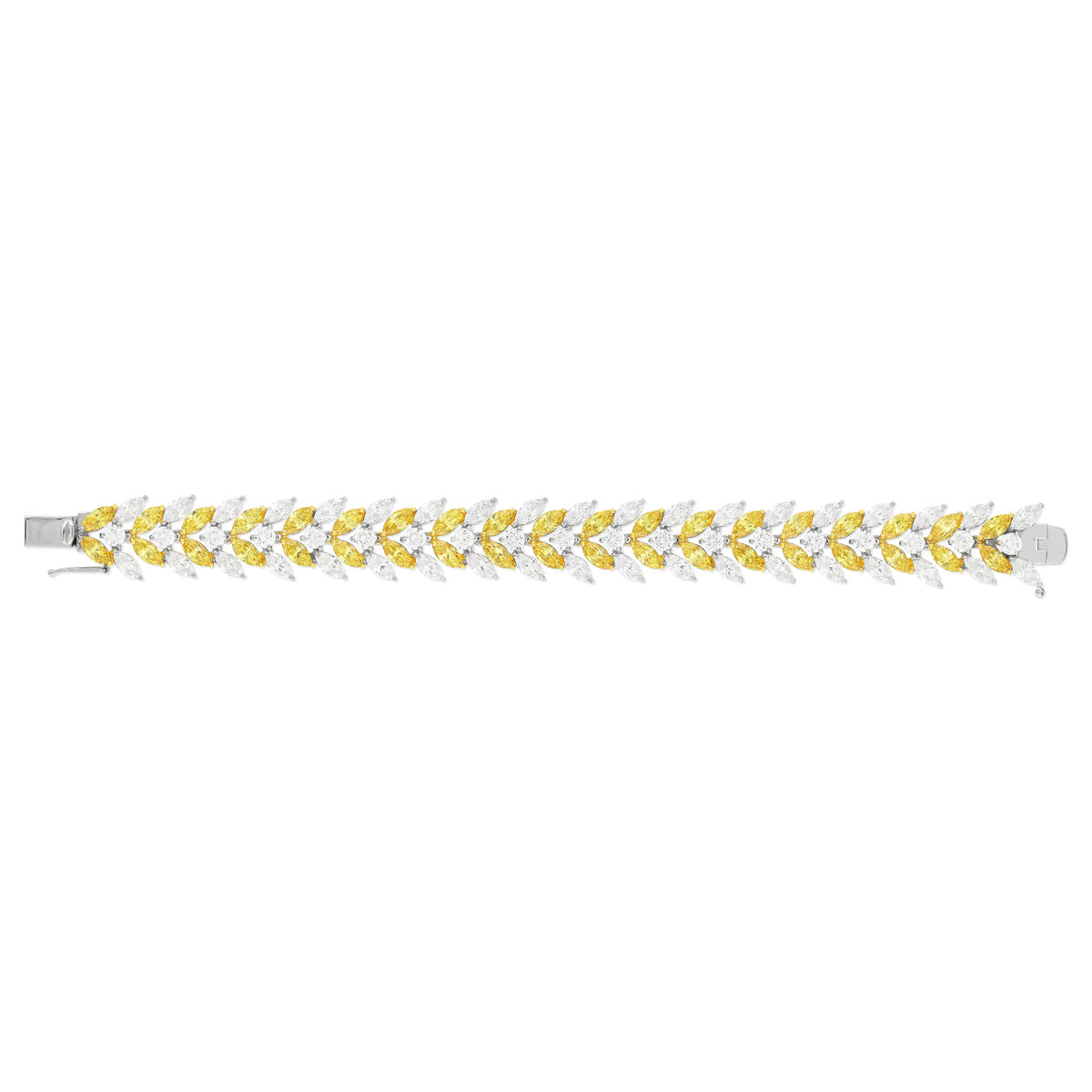 Bracelet argent 925, zirconias jaunes et blancs 18 cm - vue 3