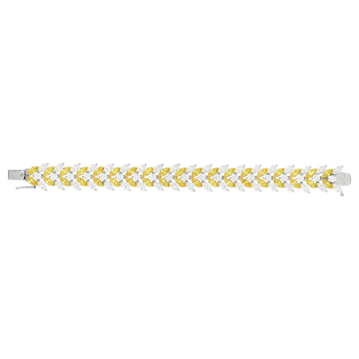 Bracelet argent 925, zirconias jaunes et blancs 18 cm - vue 3