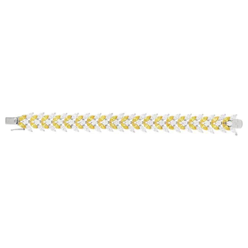 Bracelet argent 925, zirconias jaunes et blancs 18 cm - vue 3