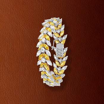 Armband van 925 zilver, met gele en witte zirkonia's, 18 cm