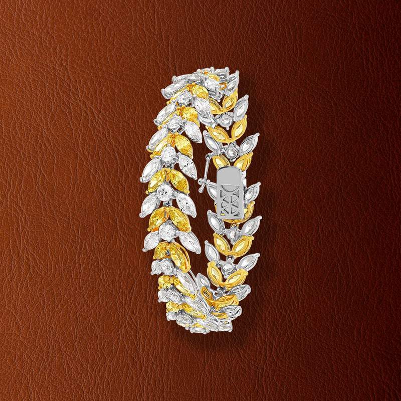 Bracelet argent 925, zirconias jaunes et blancs 18 cm - vue D1