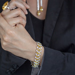 Bracelet argent 925, zirconias jaunes et blancs 18 cm - vue porté 1