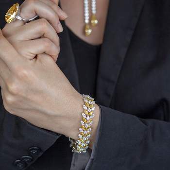Armband van 925 zilver, met gele en witte zirkonia's, 18 cm