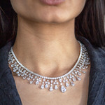 Collier argent 925 zirconias 41 cm - vue porté 1