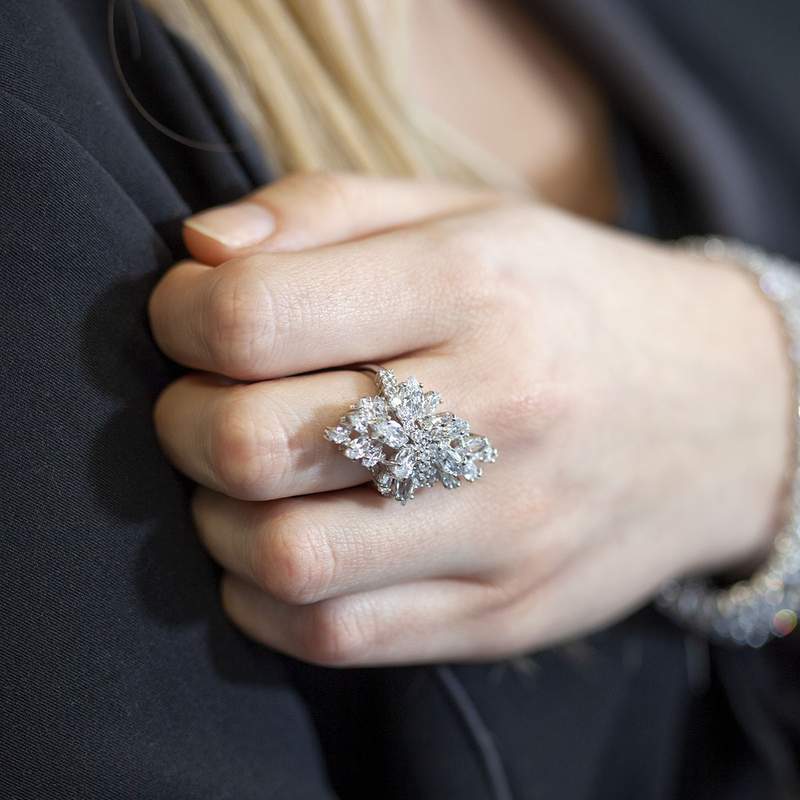 Bague argent 925 zirconias - vue 1