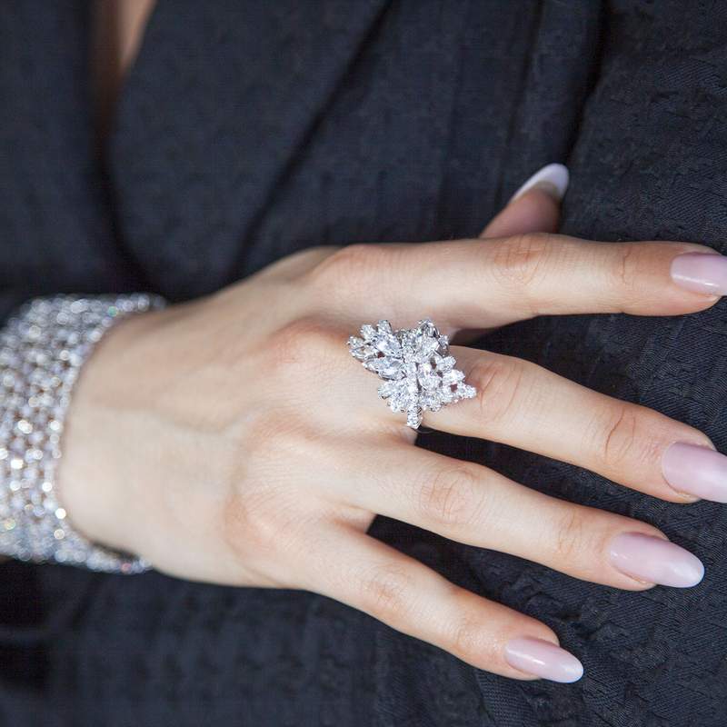 Bague argent 925 zirconias - vue porté 1