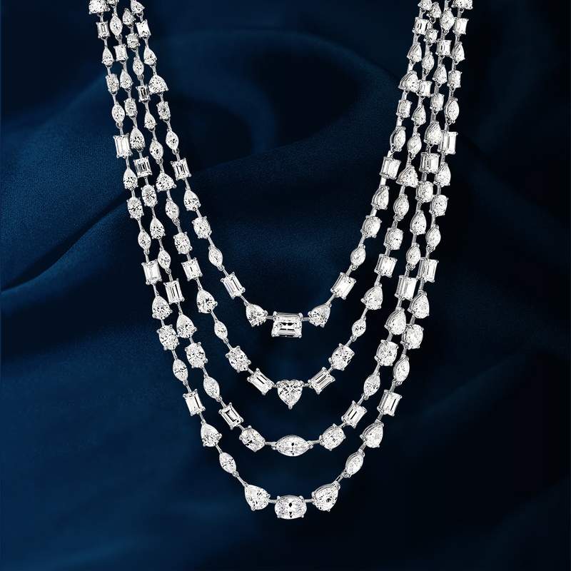 Collier argent 925 zirconias 42cm - vue D1