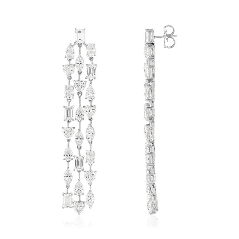 Boucles d'oreilles pendants argent 925 zirconias. - vue 2