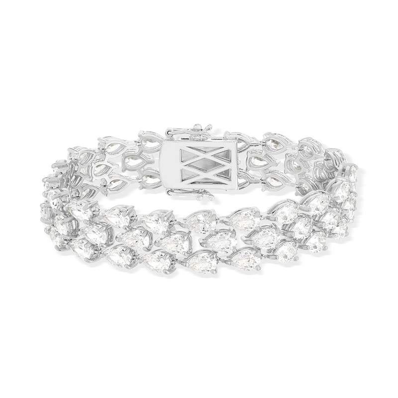 Bracelet argent 925 zirconias 16.5 cm - vue 5