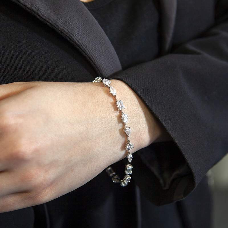 Bracelet argent 925 zirconias 19 cm - vue 1