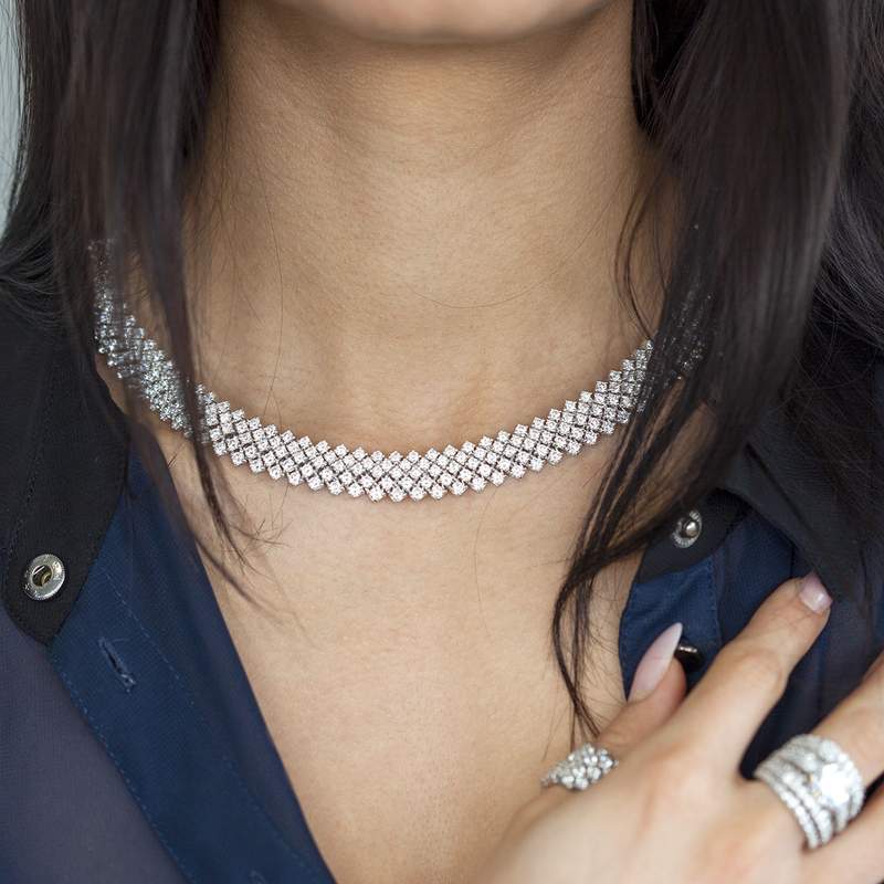 Collier argent 925 zirconias 43 cm - vue porté 2