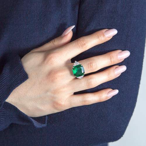 Bague argent 925 cristal vert zirconias