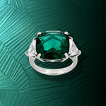 Bague argent 925 cristal vert zirconias - vue D1