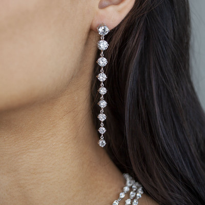 Boucles d'oreilles pendants argent 925 zirconias - vue 1