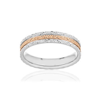 2-tone 375 rose and white gold 4 mm