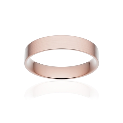 Alliance or 750 rose brossé ruban plat confort 4mm - vue 1