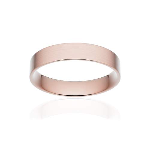Alliance or 750 rose brossé ruban plat confort 4mm