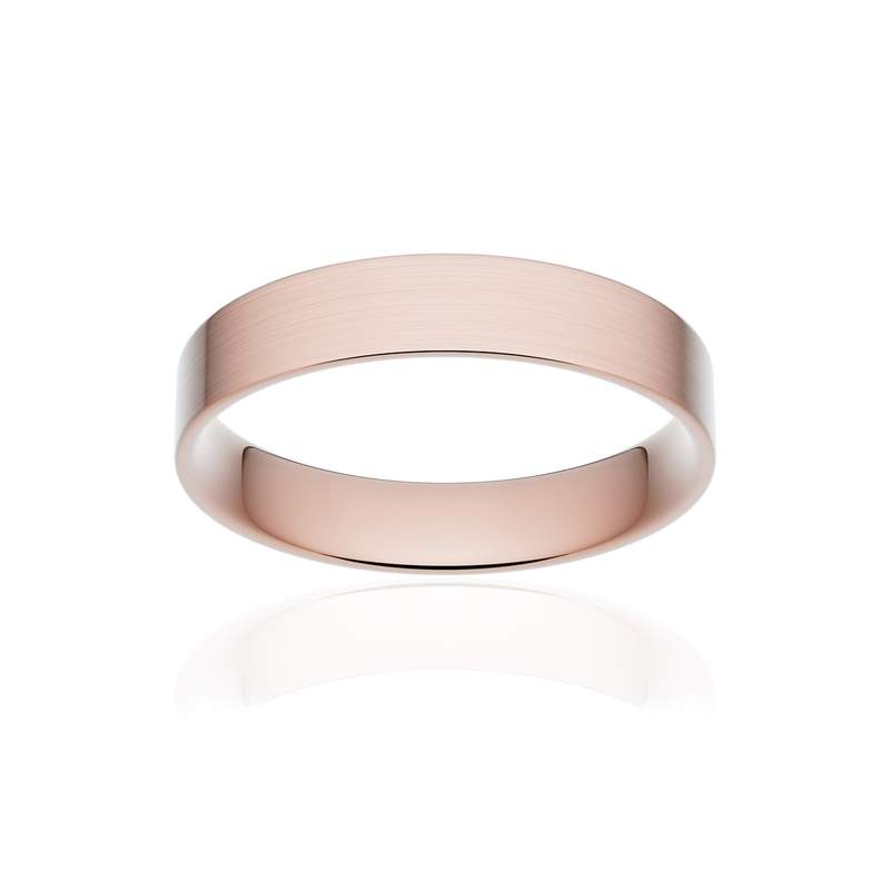 Alliance or 750 rose brossé ruban plat confort 4mm - vue 1