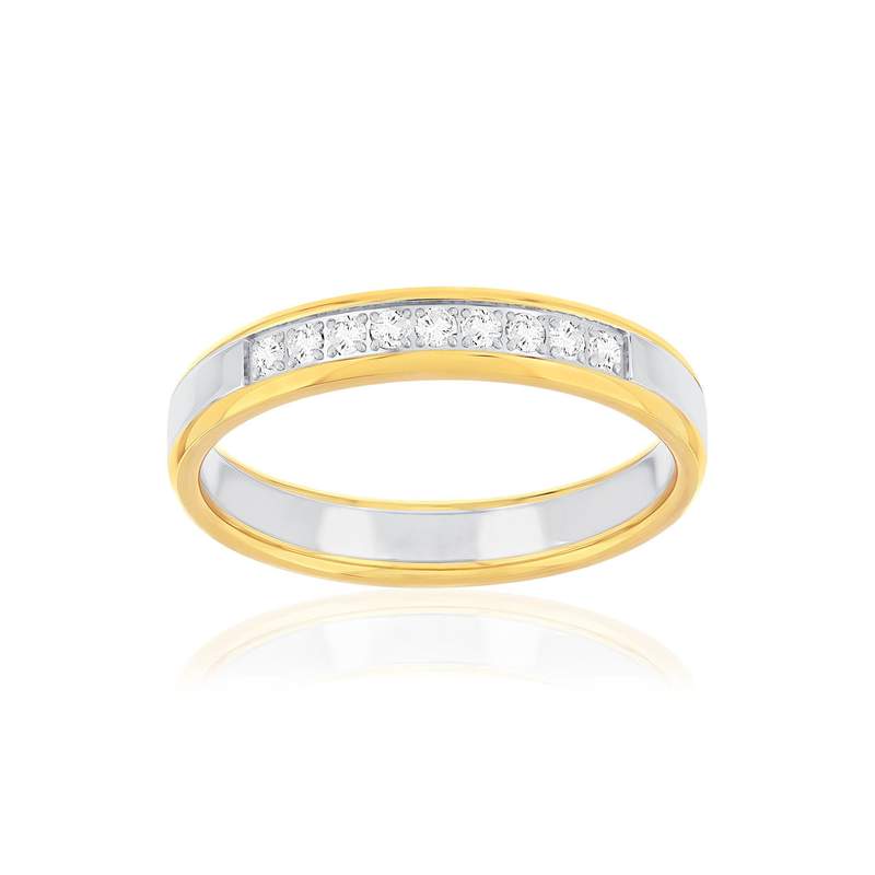 Alliance 2 ors 375 jaune et blanc diamants 0.15 carat - vue 1