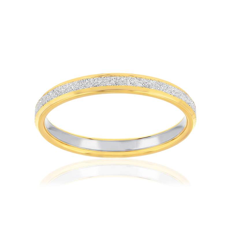 Two-tone 375 yellow and white gold wedding band - view 1