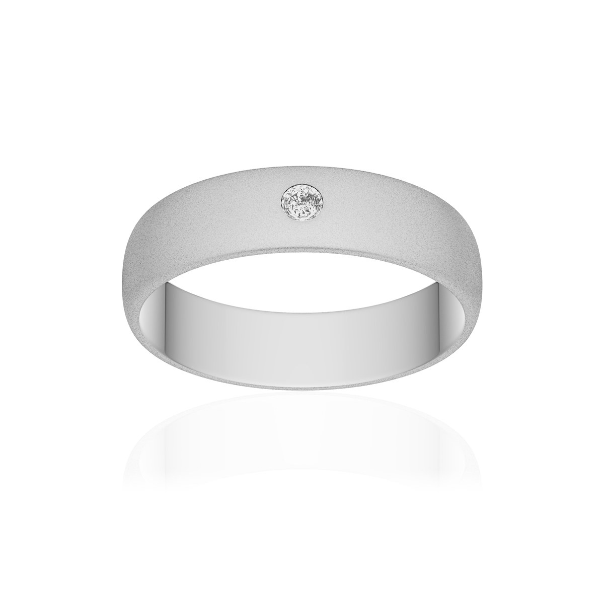 Alliance or 375 blanc sablé demi-jonc 5mm diamant brillant