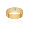 Alliance or 375 jaune sablé demi-jonc 6mm diamant princesse - vue V1