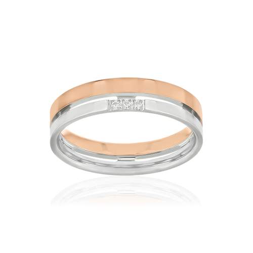 Alliance or 375 2 ors blanc et rose diamants HSI 0.02 carat