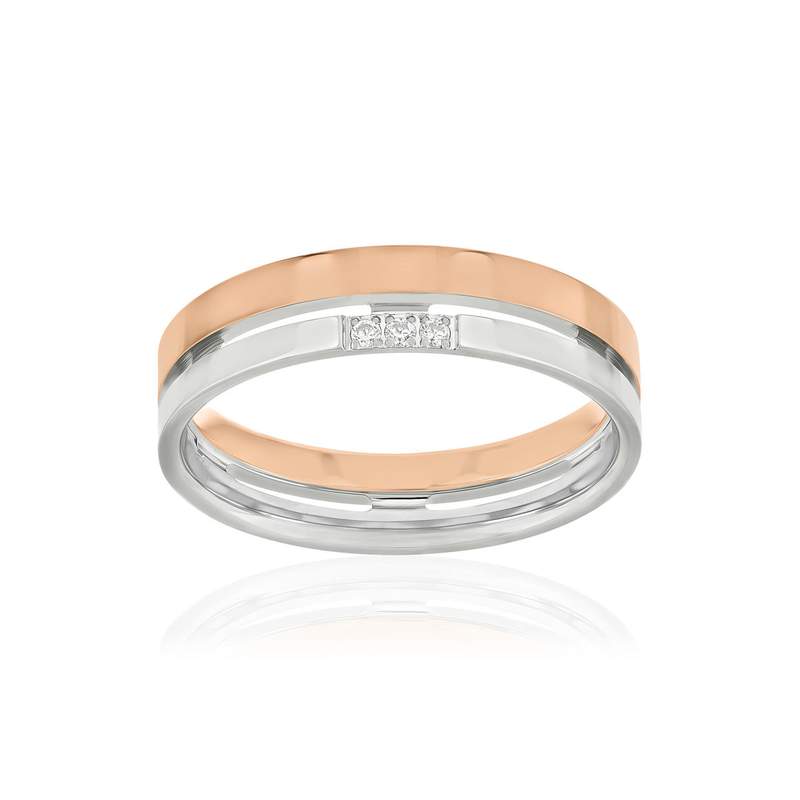 Alliance or 375 2 ors blanc et rose diamants HSI 0.02 carat - vue 1