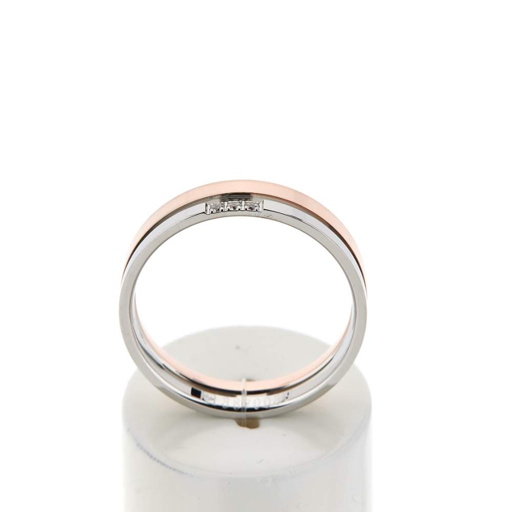 Alliance or 375 2 ors blanc et rose diamants HSI 0.02 carat - vue 1