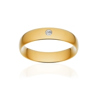 Alliance or 375 jaune poli demi-jonc confort 5mm diamant brillant