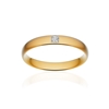 Alliance or 375 jaune brossé demi-jonc confort 3,5mm diamant princesse - vue V1