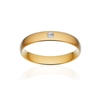 Alliance or 375 jaune brossé demi-jonc confort 4mm diamant brillant - vue V1