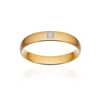 Alliance or 375 jaune brossé demi-jonc confort 4mm diamant princesse - vue V1