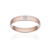 Alliance or 375 rose brossé demi-jonc confort 4mm diamant princesse - vue V1
