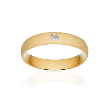 Alliance or 375 jaune sablé demi-jonc confort 4,5mm diamant brillant