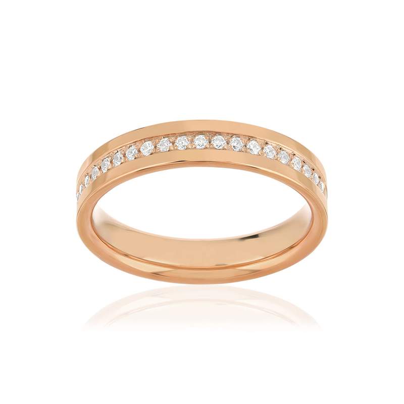 Alliance or 375 rose diamants HSI 0.16 carat - vue 1