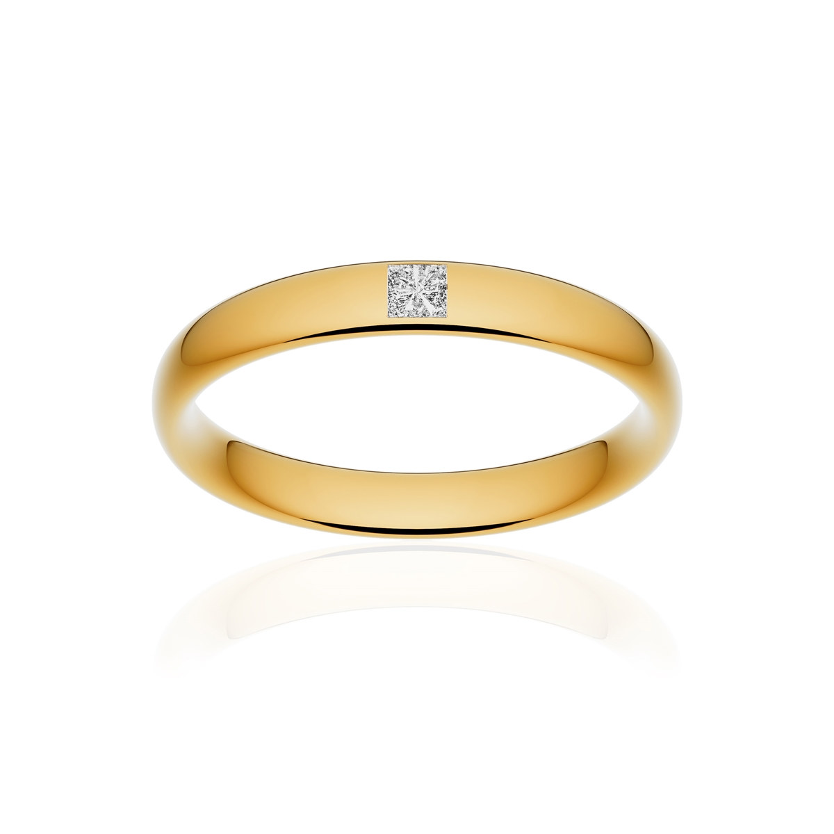 Alliance or 375 jaune poli ruban confort 3,5mm diamant princesse