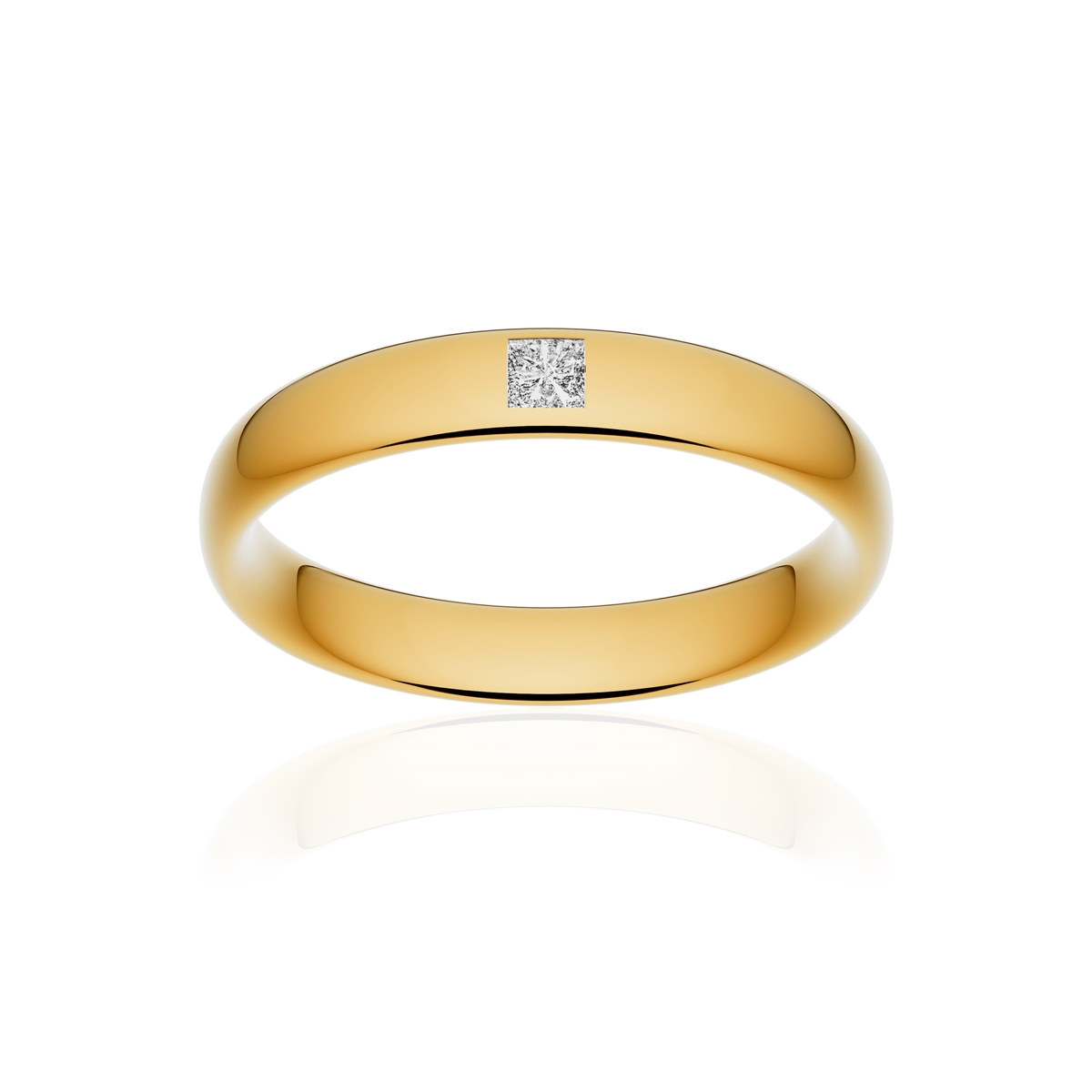 Alliance or 375 jaune poli ruban confort 4mm diamant princesse