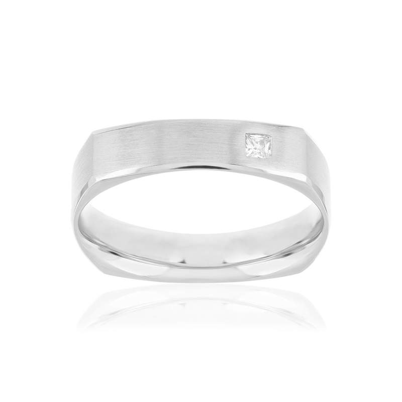 Alliance or 375 blanc diamant HSI 0.07 carat - vue 1