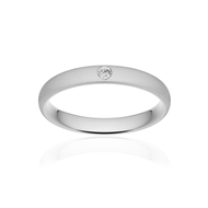 Alliance or 375 blanc sablé ruban confort 3,5mm diamant brillant