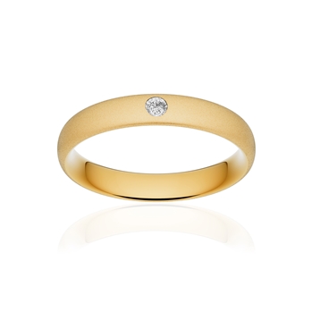 Alliance or 375 jaune sablé ruban confort 4mm diamant brillant