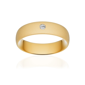 Alliance or 375 jaune sablé ruban confort 6mm diamant brillant