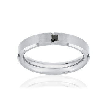 Alliance platine 950 blanc diamant noir traité HSI 0.1 carat