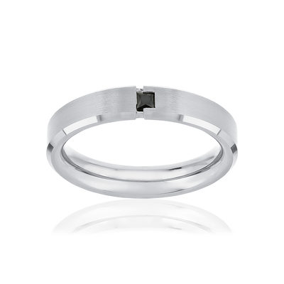 Alliance platine 950 blanc diamant noir traité HSI 0.1 carat - vue 1