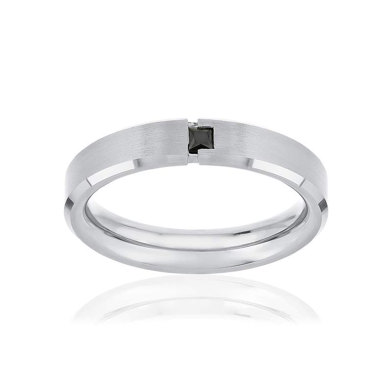 Alliance platine 950 blanc diamant noir traité HSI 0.1 carat - vue 1