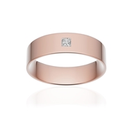 Alliance or 375 rose poli ruban plat confort 5,5mm diamant princesse