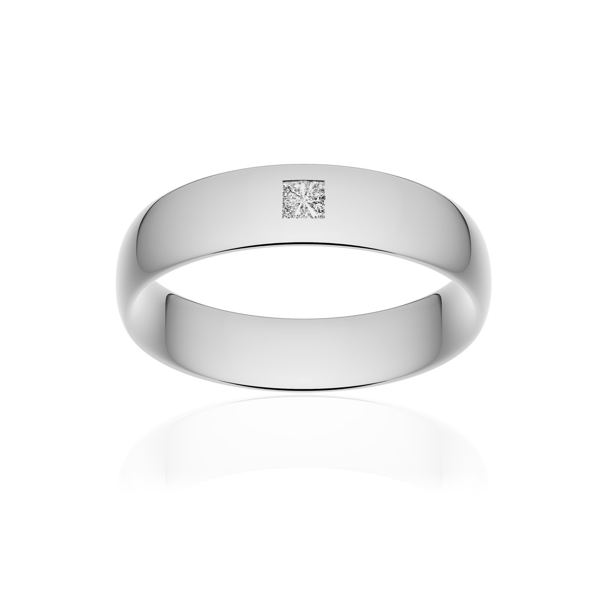 Alliance palladium 950 poli demi-jonc confort 5,5 mm diamant princesse